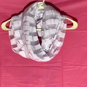 White Striped Polyester Scarf